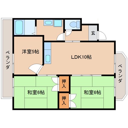 南生駒駅 徒歩6分 2階の物件間取画像